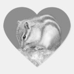 Cute Chipmunk. Heart Stickers