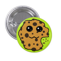 Cute chocolate chip cookie light green button