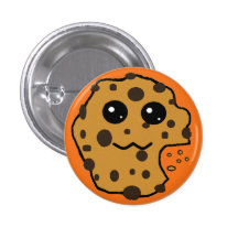 Cute chocolate chip cookie orange pinback button
