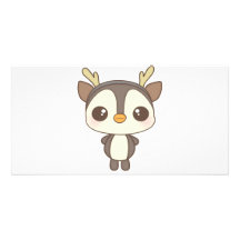 cute christmas penguin reindeer character personalized photo card