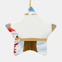 Cute Christmas Snowman and Sign Christmas Tree Ornament