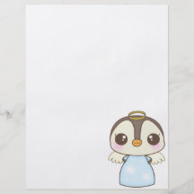 cute christmas winter angel penguin flyer design