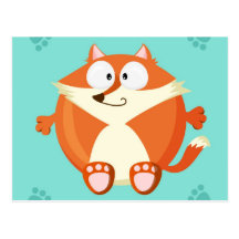 Cute circle fox post card