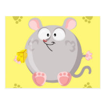 Cute circle mouse postcards