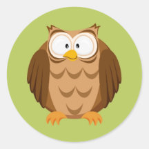 Cute circle owl round sticker