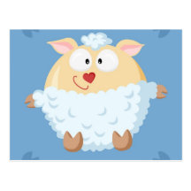 Cute circle sheep post card