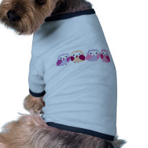 Cute Colourful Owls - Pink and Purple Pastels Doggie Tshirt