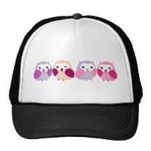 Cute Colourful Owls - Pink and Purple Pastels Hat
