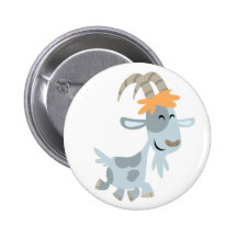 Cute Cool Cartoon  Goat Button Badge