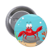 cute crab pinback button