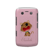 Cute Crying Cartoon Kitten Pink Personalised Case-Mate Blackberry Case