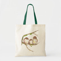 Cute Cuddling Family of Sparrows, Bird, Nature Canvas Bags