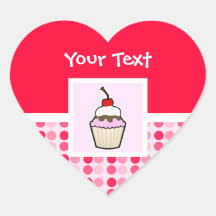 Cute Cupcake Heart Stickers