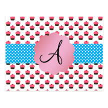 Cute cupcake monogram postcards