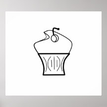 Cute cupcake with cherry on top posters