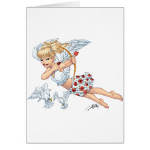 Cute Cupid Angel with Love Arrow by Al Rio Cards
