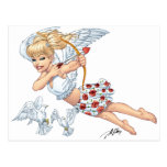 Cute Cupid Angel with Love Arrow by Al Rio Post Card