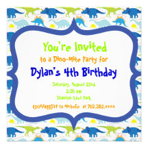 Cute Dinosaur Birthday Party Invitation Templates