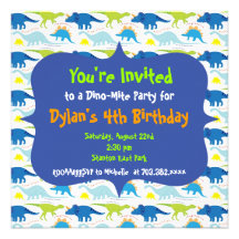Cute Dinosaur Birthday Party Invitation Templates