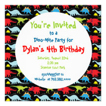 Cute Dinosaur Birthday Party Invitation Templates