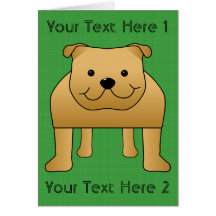 Cute Dog Cartoon. Red Bulldog. Greeting Card