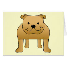 Cute Dog Cartoon. Red Bulldog. Greeting Card