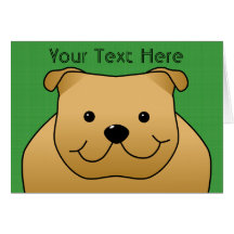 Cute Dog Cartoon. Red Bulldog. Greeting Cards