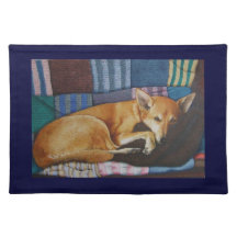 Cute dog realist animal art place mats