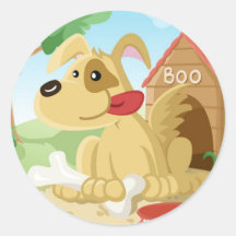 Cute dog with a bone sticker