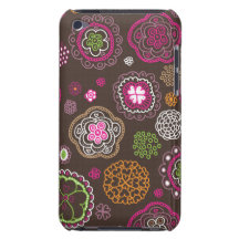 Cute doodle retro flowers heart pattern design iPod Case-Mate case