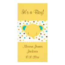 Cute Elephant Birth Announcement It's a Boy Personalized Photo Card