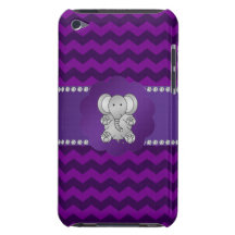 Cute elephant purple chevrons iPod touch cases
