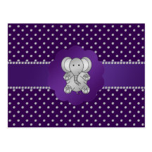 Cute elephant purple diamonds postcards