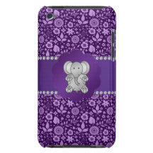 Cute elephant purple flowers iPod touch covers
