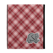 Cute Elephant; Red Plaid iPad Cases