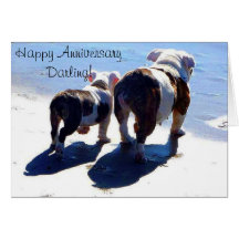 Cute English Bulldogs Happy Anniversary Card