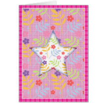 Cute Fabric Star Card ~ Blank