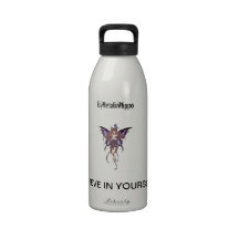 Cute fairy with inspiring mantra. reusable water bottle