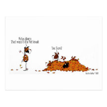 Cute Fall Season Horses Hiding from Vet Cartoon Postcard