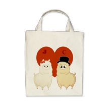 Cute Fancy Alpaca Couple with initials Tote Bag