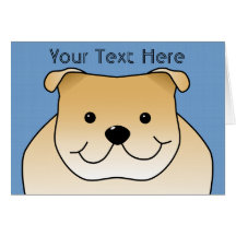 Cute Fawn Bulldog Cartoon Greeting Card