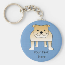 Cute Fawn Bulldog Cartoon Keychain