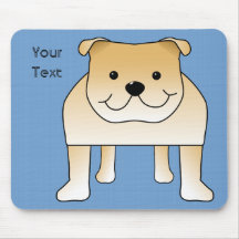 Cute Fawn Bulldog Cartoon Mouse Pads