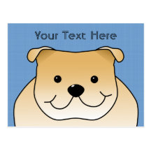 Cute Fawn Bulldog Cartoon Post Cards
