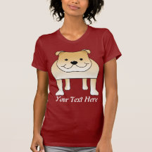 Cute Fawn Bulldog Cartoon Tees