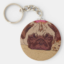Cute Fawn Pug Puppy Key Chain
