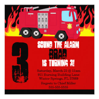 Fire Truck Birthday Party on Fire Truck Engine Birthday Party Invitation Templates  129 Fire Truck