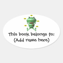 Cute frog and flies! oval sticker