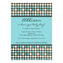 Cute FUN Polka Dots Blue & Brown  Boy Shower Invite