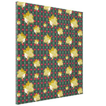 Cute Geometric Leaf Pattern Stretched Canvas Print